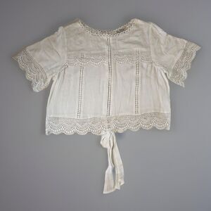 miss selfridge Women’s Crocheted Accent Cropped Top Open Tie Back Size 10